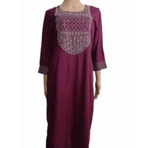 Maroon Color Kurti with unequal length and Embroidery