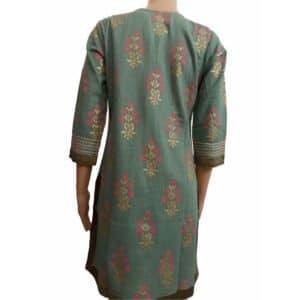 Beautifully Designed, Gotta Patti Embellished Green Color Cotton Kurti