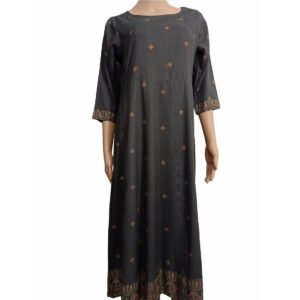 Brown Color Long Kurta with Beautiful Jaipuri print