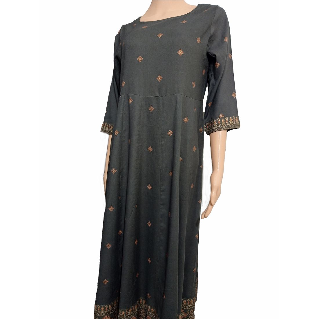 Brown Color Long Kurta with Beautiful Jaipuri Print – GOODSYOGA
