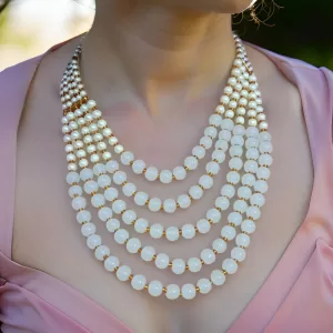 off white beads necklace five strand