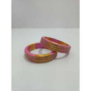 pink yellow lac bangles